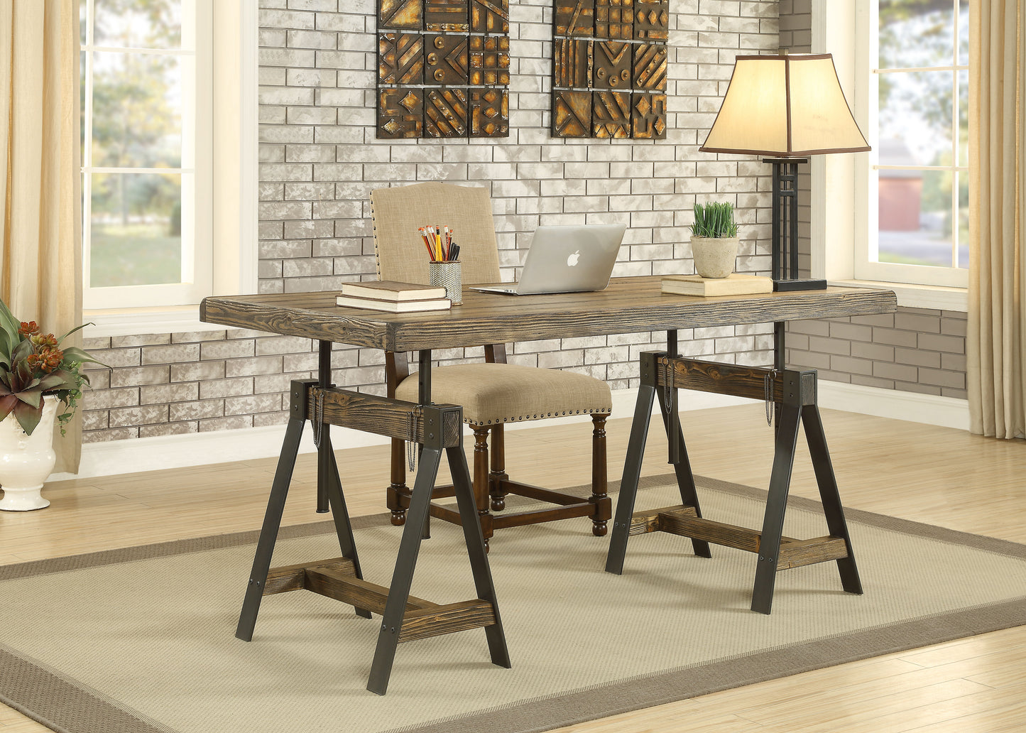 Camden - Adjustable Dining Table / Desk - Distressed Brown