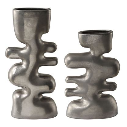 Free Flowing - Nickel Vases (Set of 2)