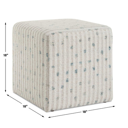 Joie - White Chenille Ottoman - White