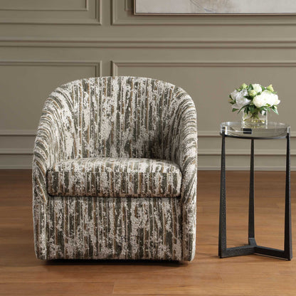 Mari - Boucle Swivel Chair - Green / White