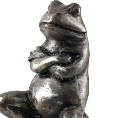 Daydreaming Bird - Frogs Aged Silver Bookends (Set of 2)