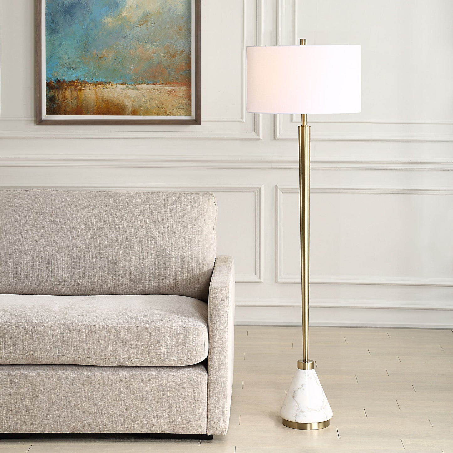 Curran - Tapered Metal Floor Lamp - White