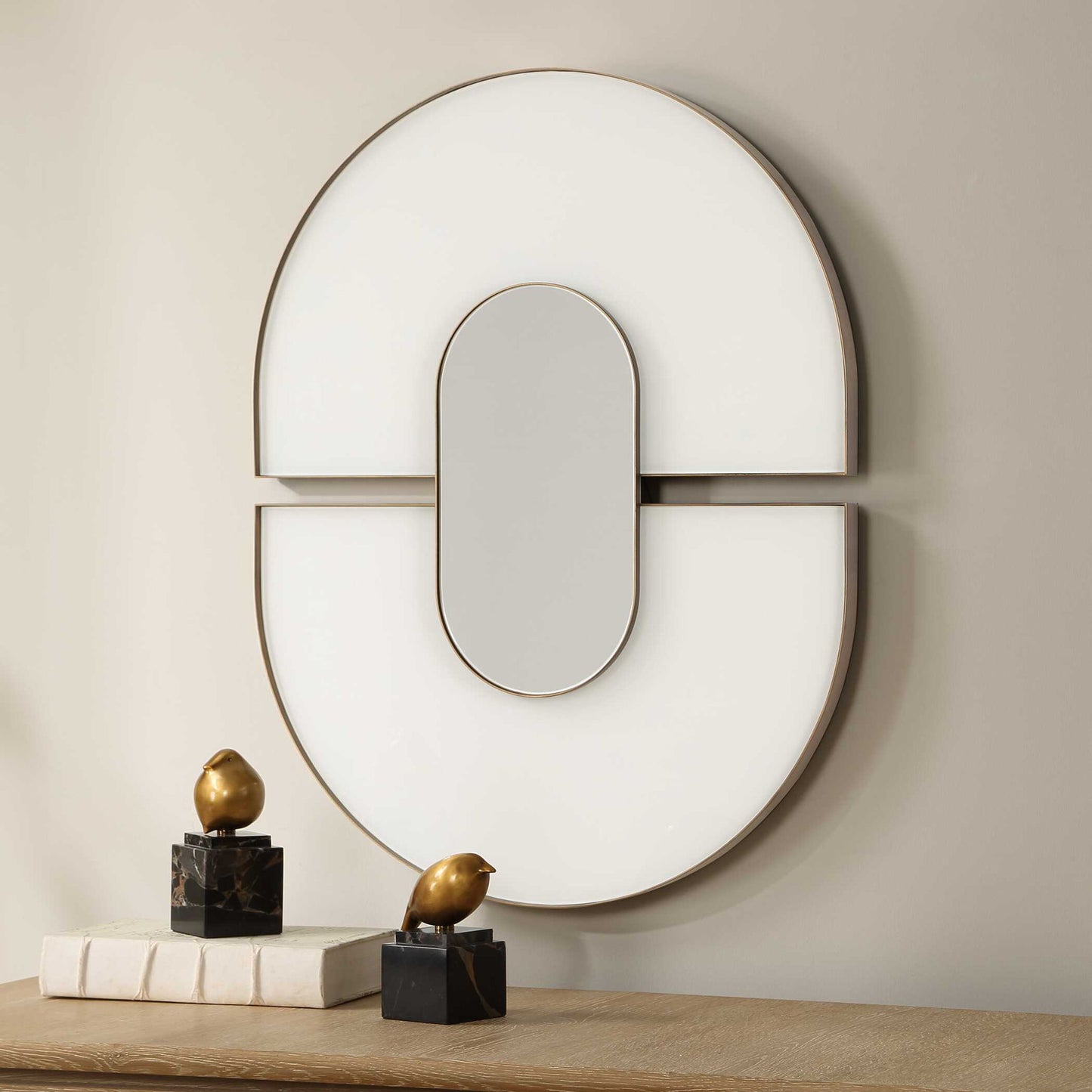 Encase - Modern Oval Mirror - White