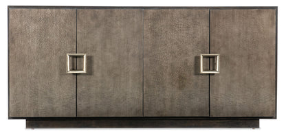 Melange - Asher Four Door Entertainment Credenza - Dark Brown / Dark Gray