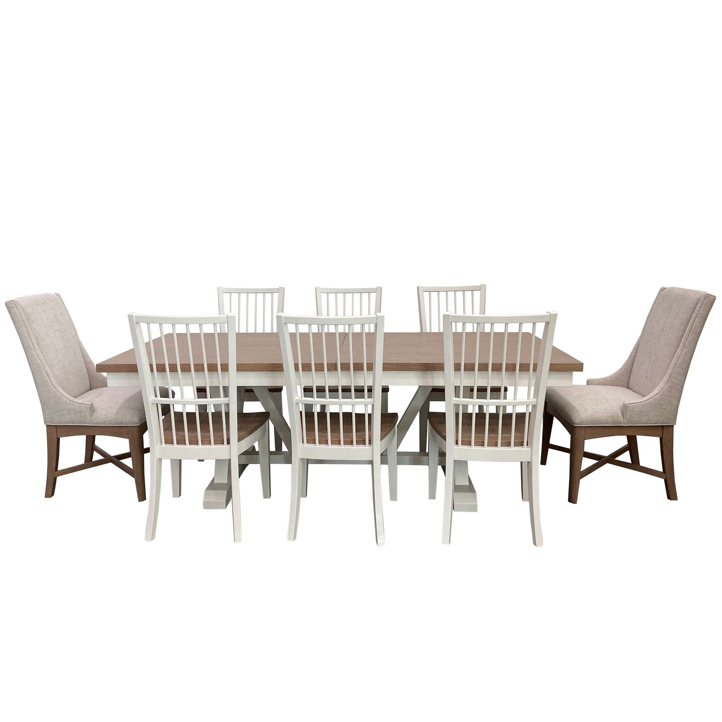 Americana Modern Dining - Trestle Dining Table With Extensions - Cotton