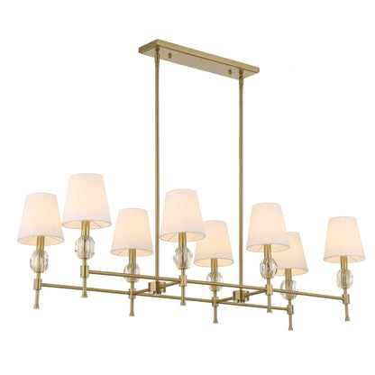 Arques - 8 Light Linear Chandelier - White / Gold