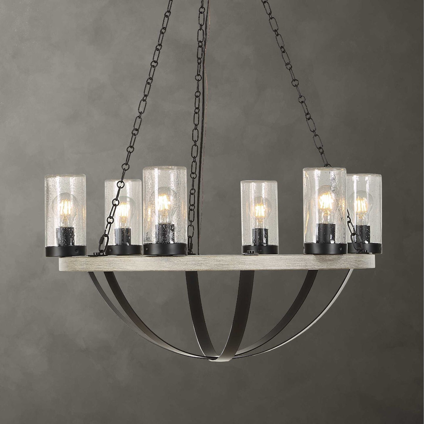 Edgecomb - 6 Light Indoor-Outdoor Chandelier - Black / Gray