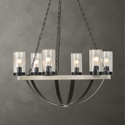 Edgecomb - 6 Light Indoor-Outdoor Chandelier - Black / Gray