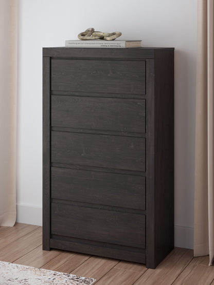 Fraluna - Charcoal - Five Drawer Chest