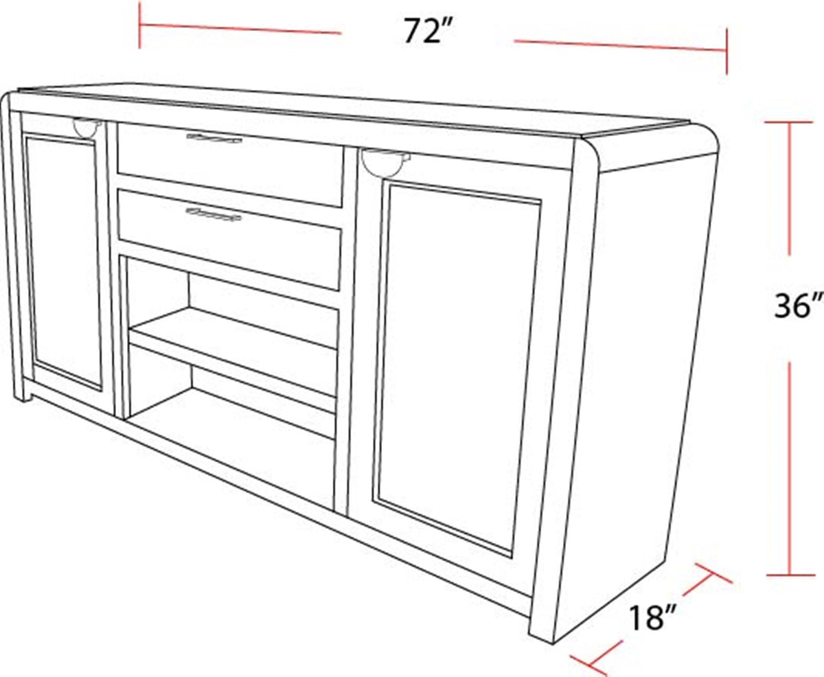 Escape - Dining Buffet Server With Stone Top - Glazed Natural Oak / Natural Cane / Vanilla Bean Stone