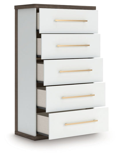 Kendanport - Five Drawer Chest - Brown / White