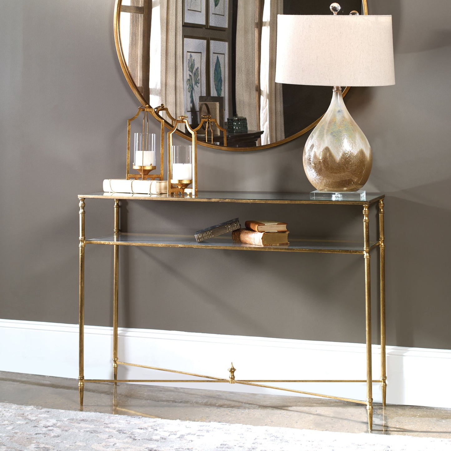 Henzler - Mirrored Glass Console Table - Gold