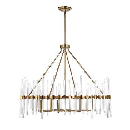 Crystal - Stick 8 Light Chandelier - Brass