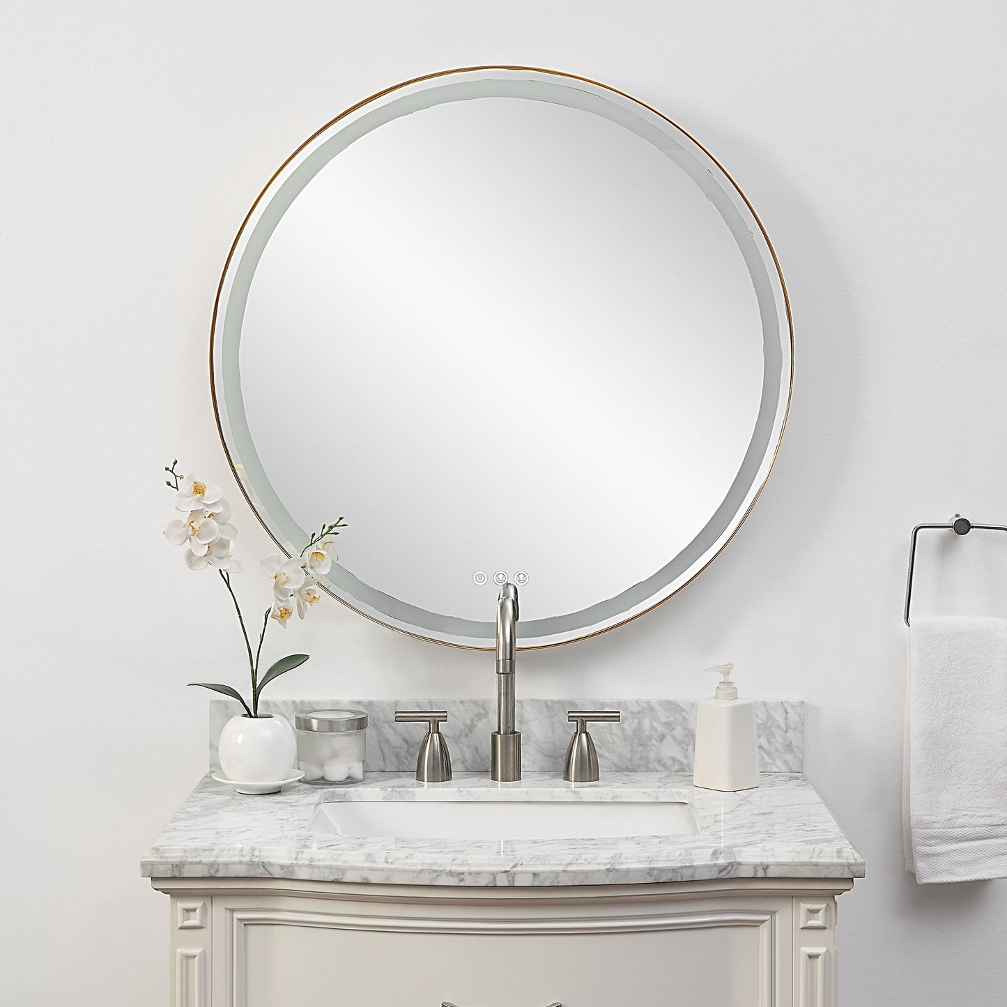 Crofton - Lighted Brass Round Mirror