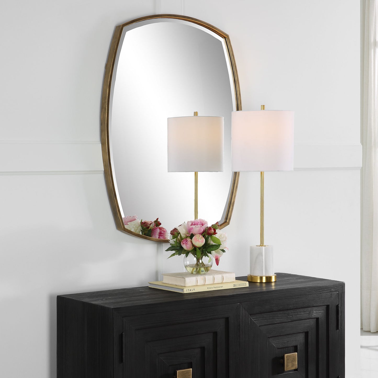 Varenna - Aged Vanity Mirror - Gold