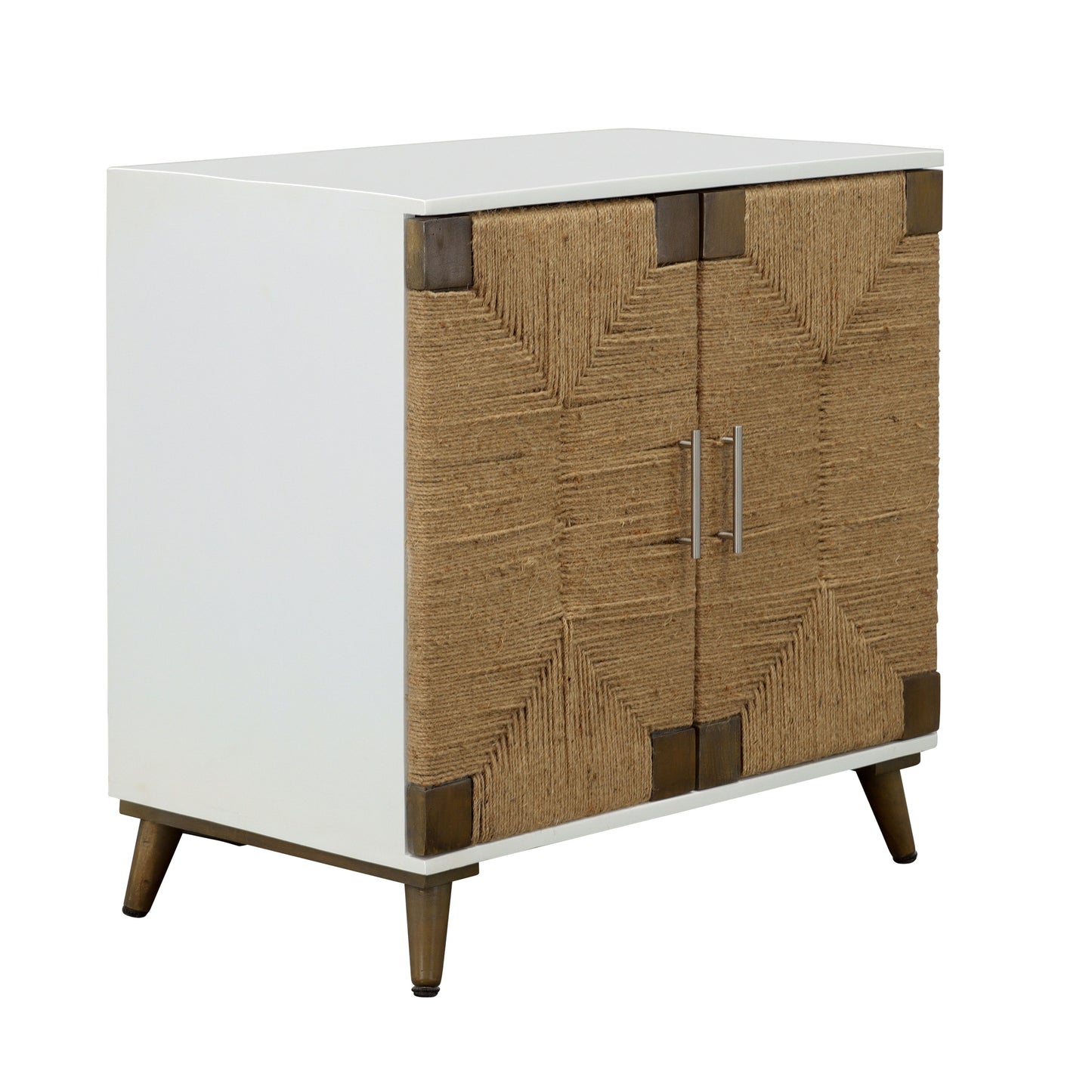 Egret - Two Door Cabinet - White / Jute