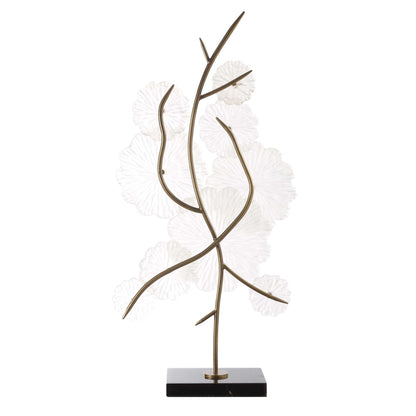 Glass - Garden Table Sculpture - Gold / White