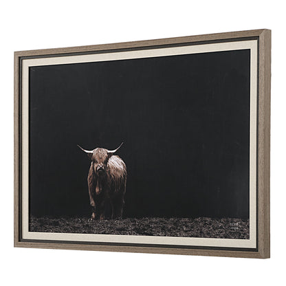 King Of The Hill - Framed Bovine Print - Black