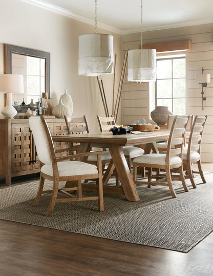 Vineyard Row - Post Back Upholstered Arm Chair (Set of 2) - Beige / Light Brown