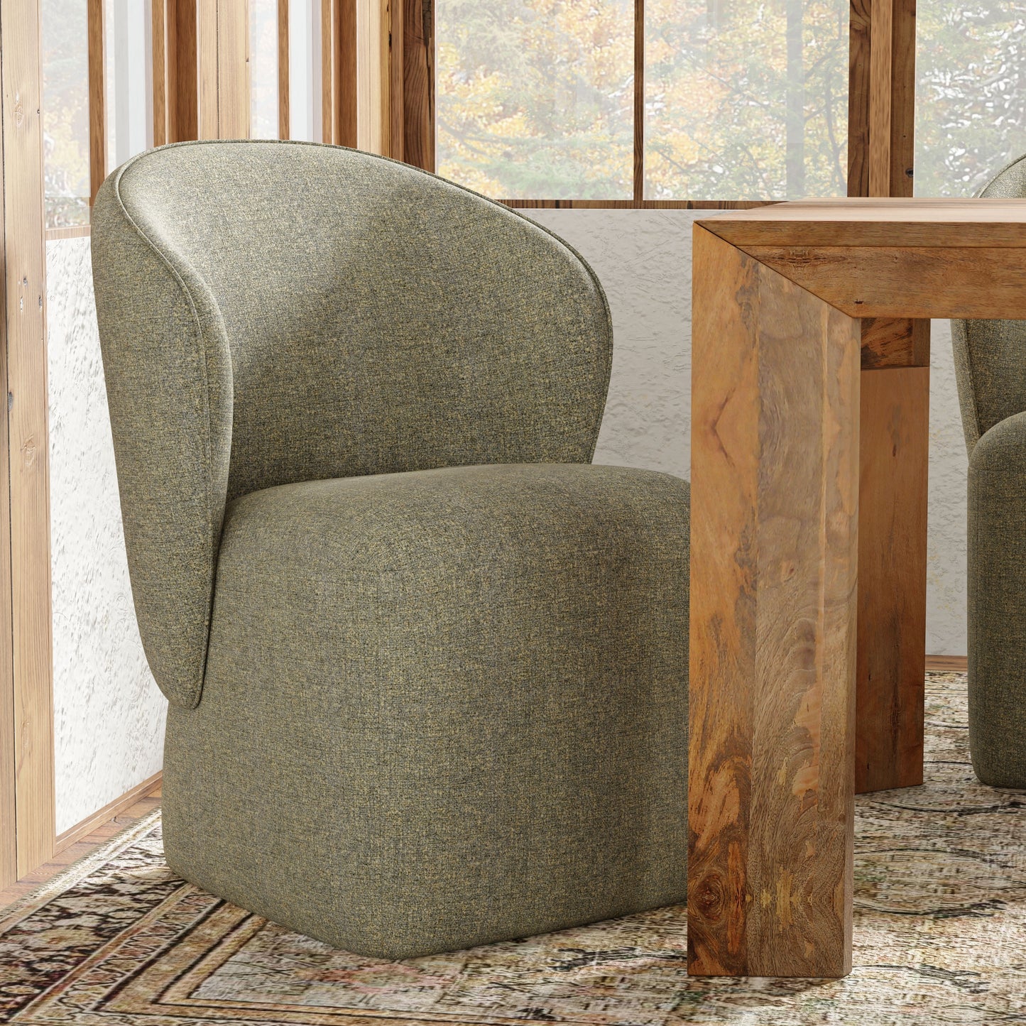 Crossings - Round Dining Table With 4 Upholstered Chairs - Brown & Gray