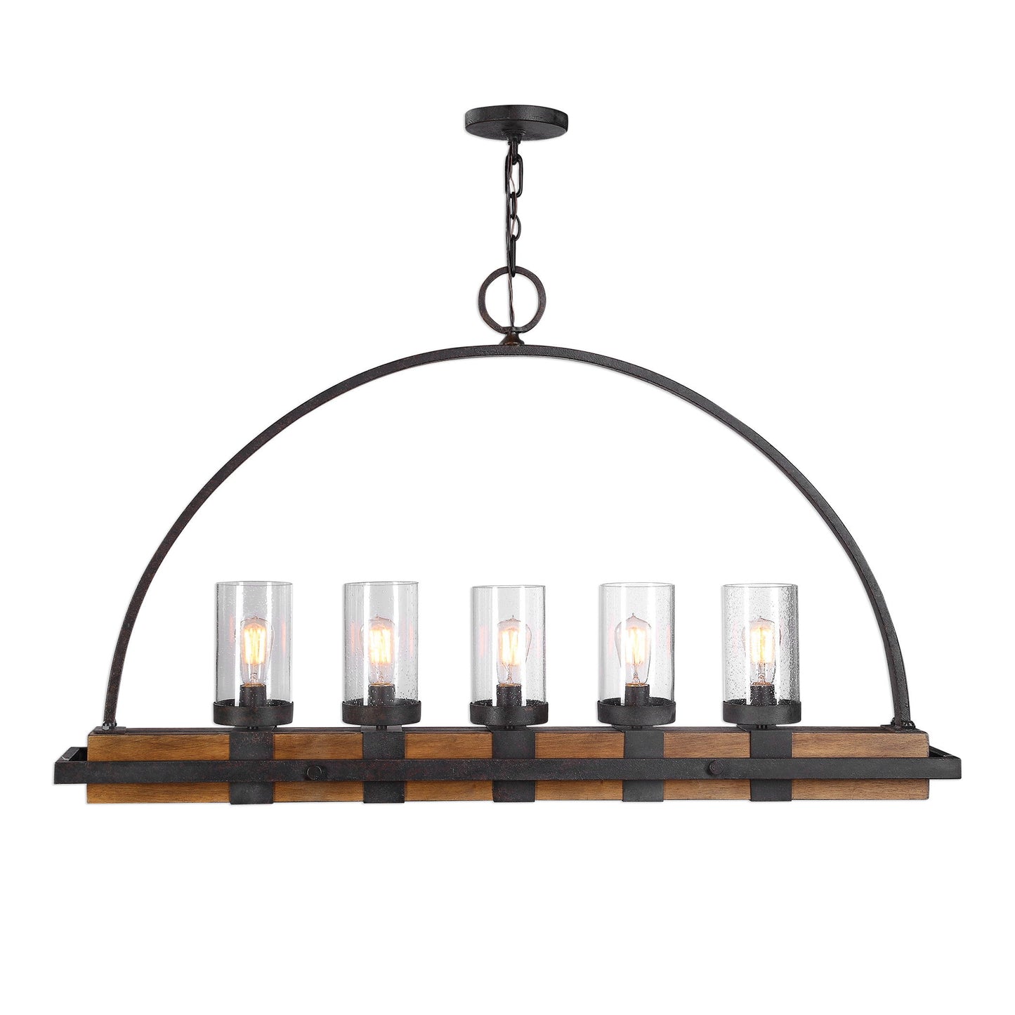 Atwood - 5 Light Rustic Linear Chandelier - Light Brown