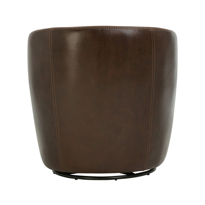 Barolo - 100% Italian Leather Swivel Club Chair (Set of 2)