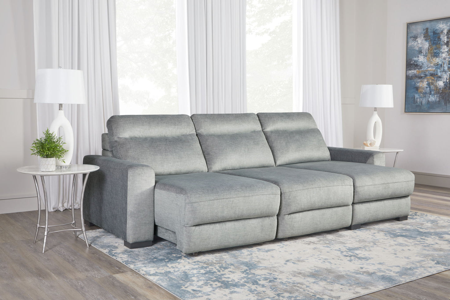 Elliot - 3 Piece Modular Lift Top Storage Sectional - Sterling