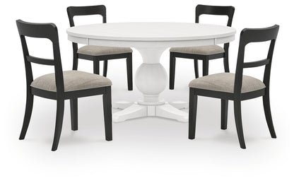 Greddinton - Round Dining Table Set - Black Chairs