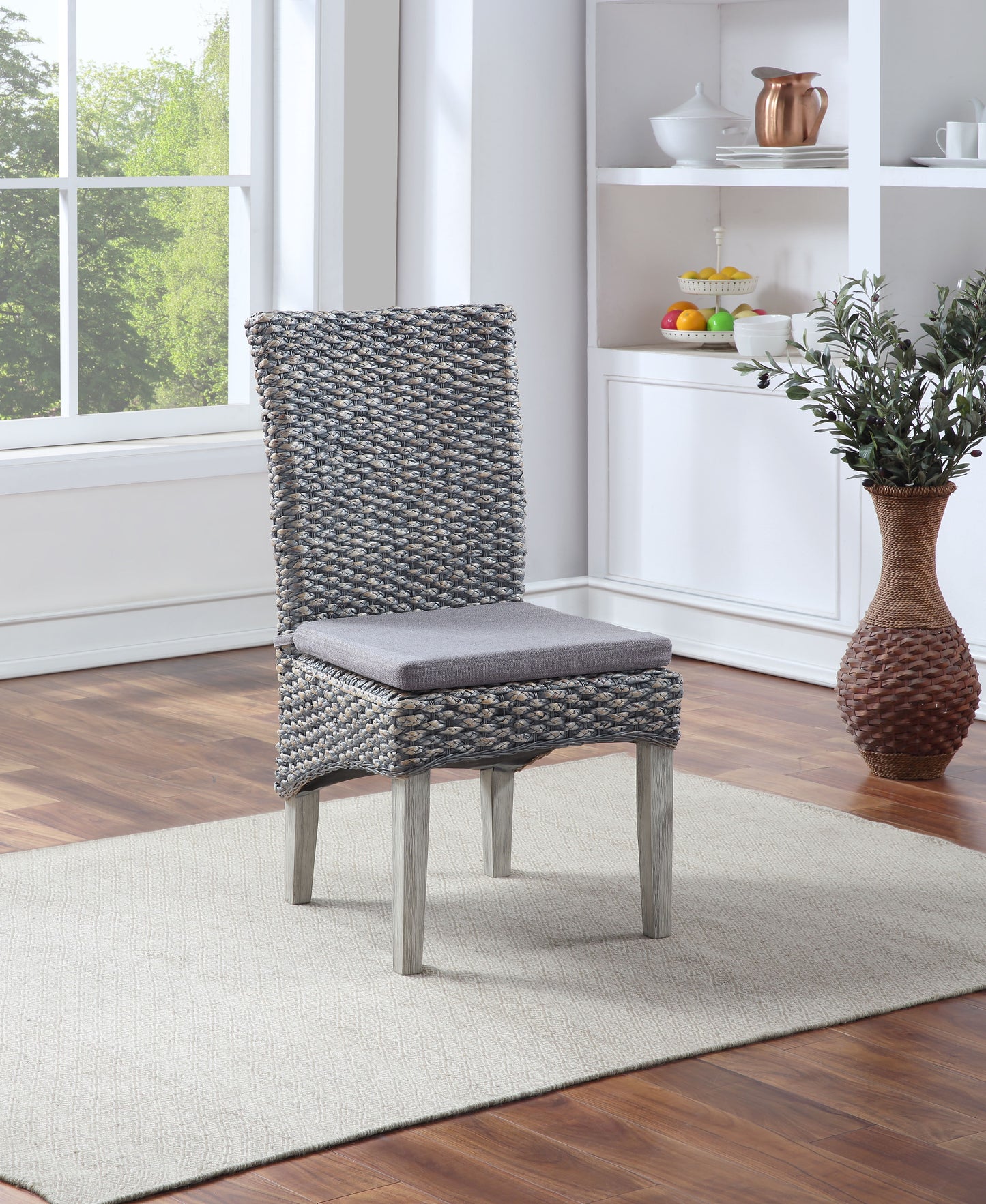 Hopewell - Gray Seagrass Dining Chairs (Set of 2) - Heron Gray Seagrass