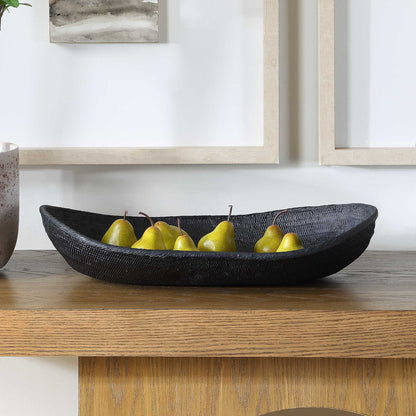 Ember - Weave Indoor-Outdoor Oblong Bowl - Black