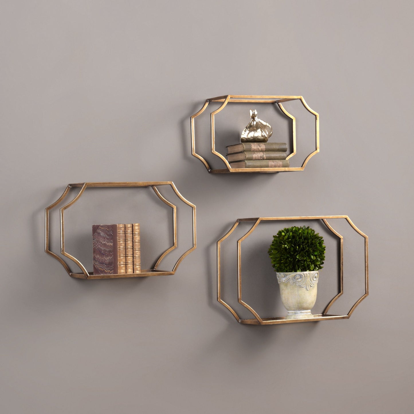 Lindee - Wall Shelves (Set of 3) - Gold