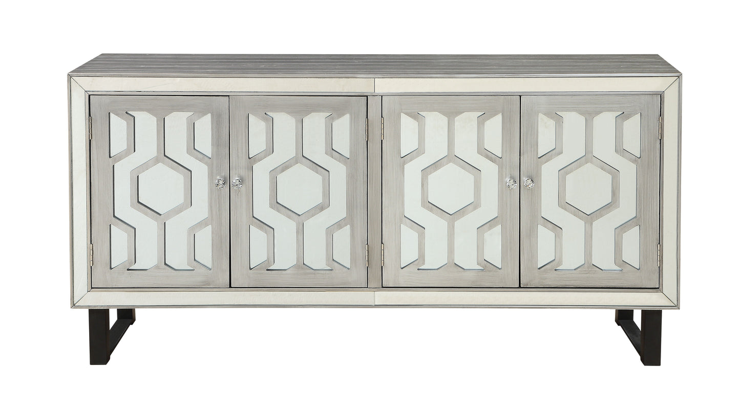 Chandi - Four Door Credenza - Bose Metallic Pewter