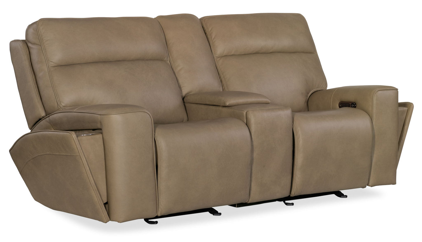MS - Riverton Power Gliding Console Loveseat With Power Headrest And Lumbar
