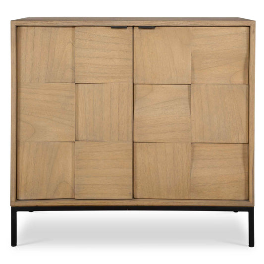Lorenzo - Geometric 2 Door Cabinet - Light Brown