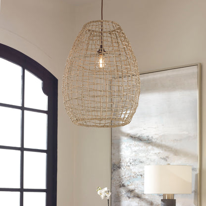 Cross - Weave 1 Light Pendant - Beige