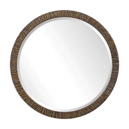 Wayde - Bark Round Mirror - Gold
