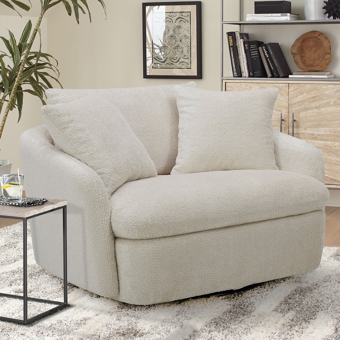 Boomer - Large Swivel Chair with 2 Pillows