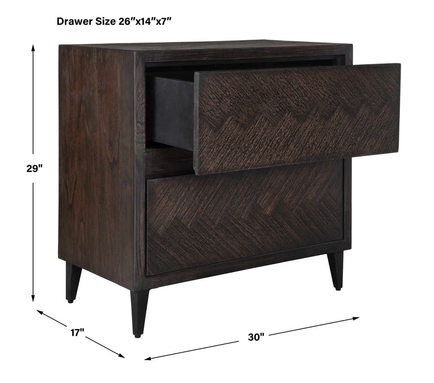 Abba - Herringbone Accent Chest - Dark Brown