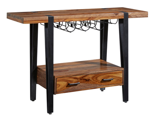 Brownstone - One Drawer Wine Console - Nut Brown