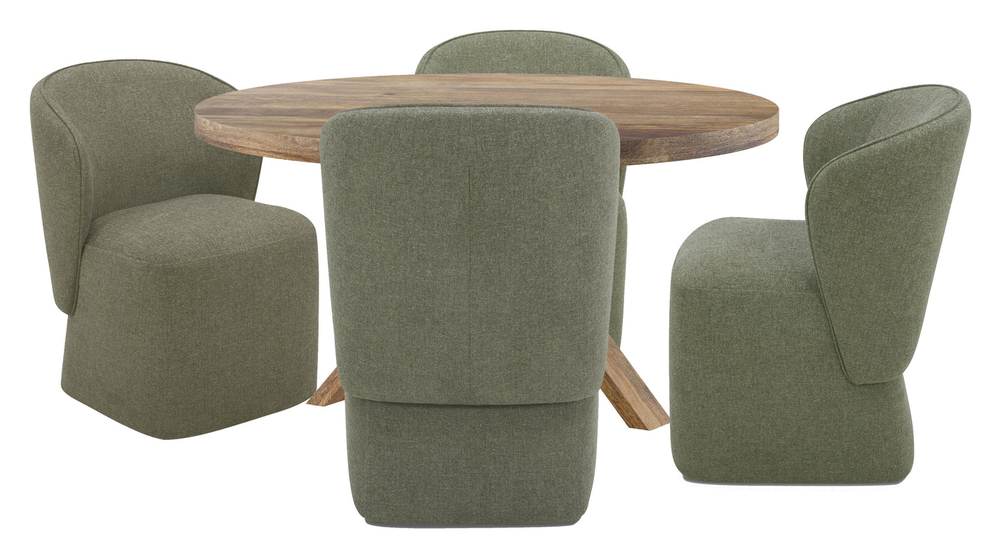 Crossings - Round Dining Table With 4 Upholstered Chairs - Brown & Gray