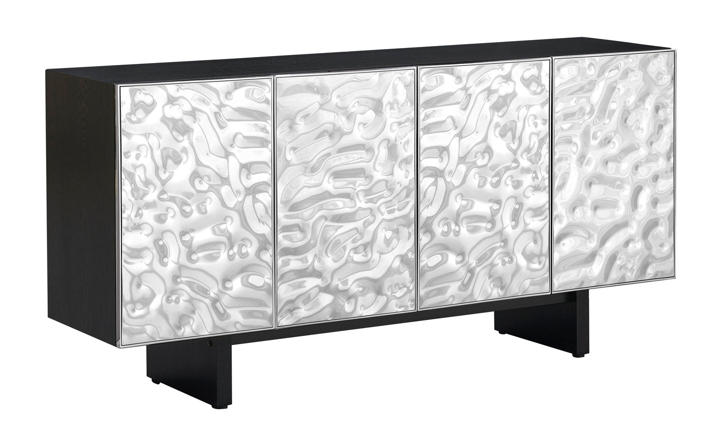 Gunton - Four Door Credenza - Silver / Black