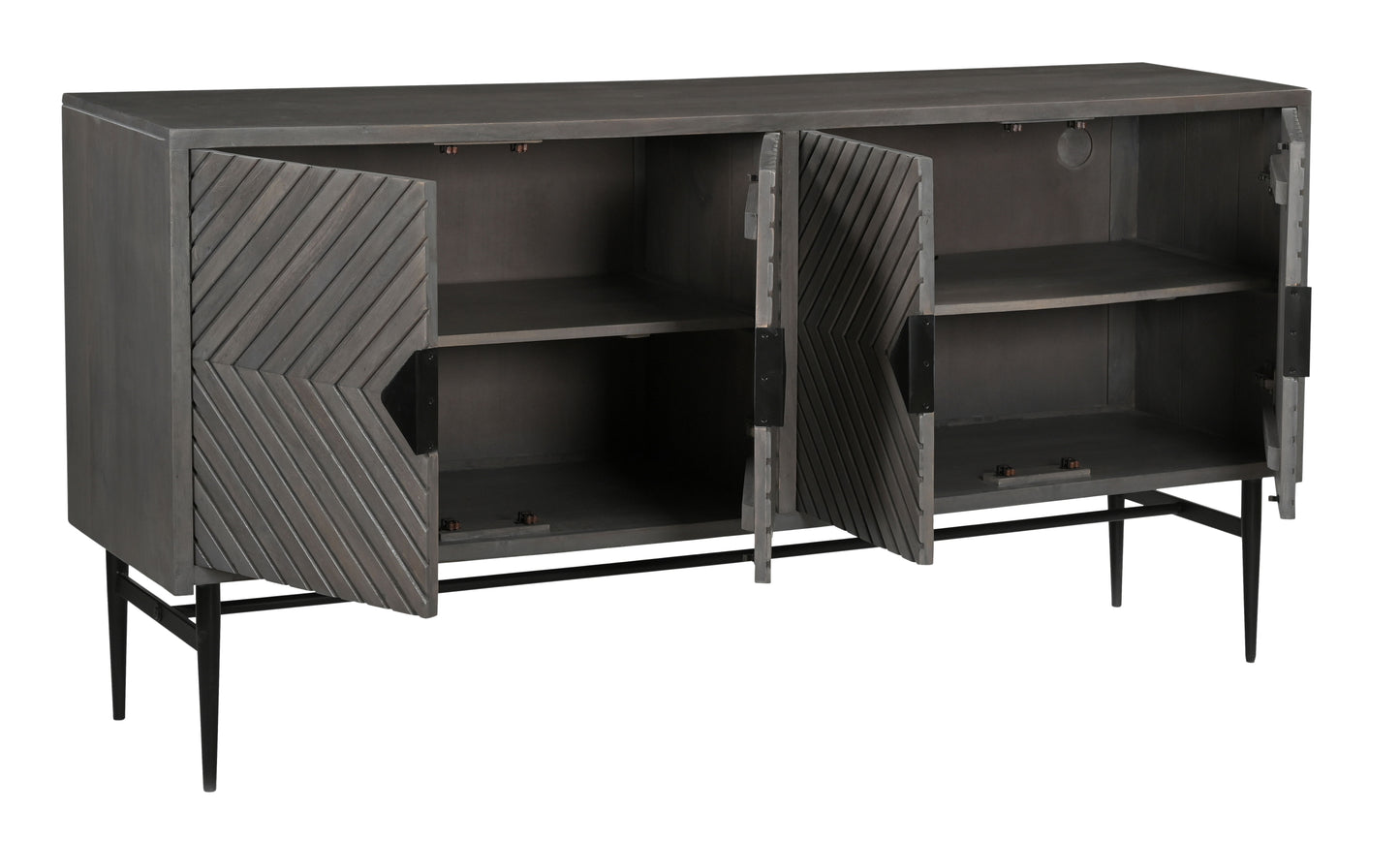 Umbriel - Four Door Credenza - Gray / Black