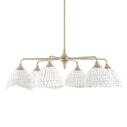 Biddeford - 6 Light Beaded Pendant - White