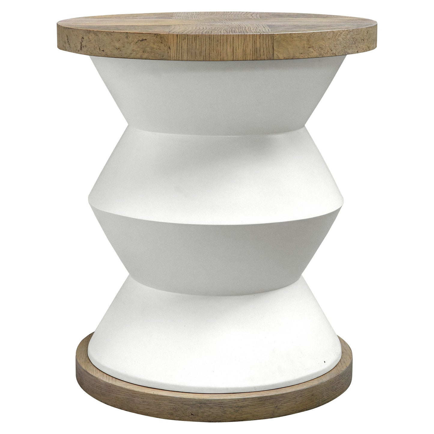 Spool - Geometric Side Table - White & Light Brown