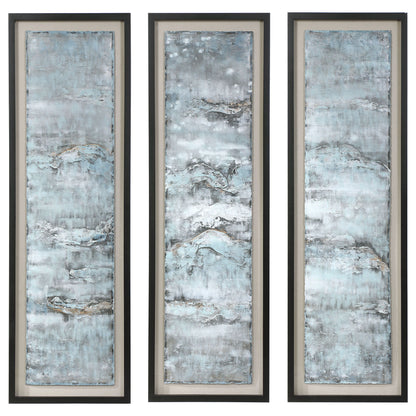 Ocean Swell - Painted Metal Art (Set of 3) - Blue