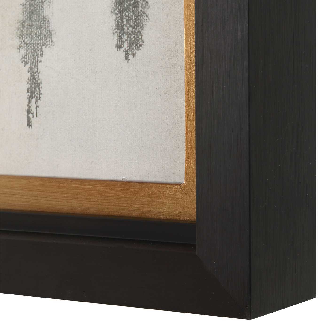 Ancient Story - Framed Abstract Print - Black / Blue / Brass / Gold / Gray / Orange / White / Yellow