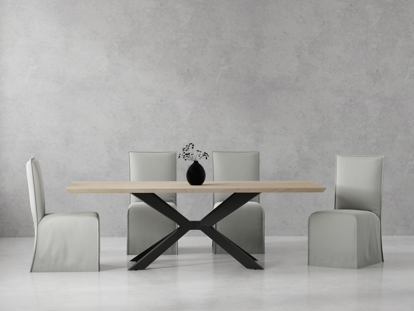 Crossings - Rectangular Dining Table With 4 Upholstered Chairs - Natural