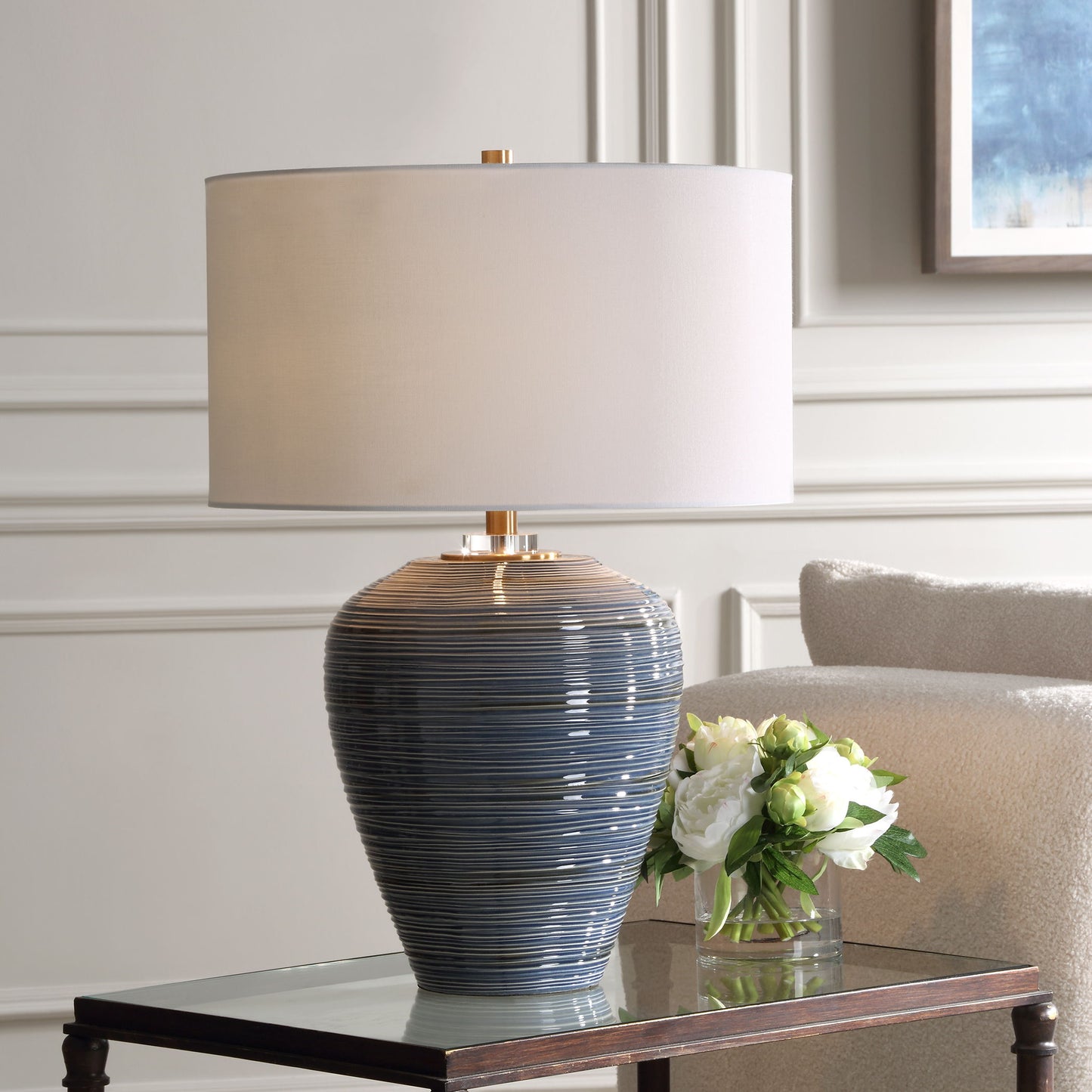 Moher - Glossy Blue Table Lamp