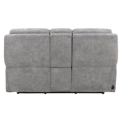 Linus - Zero Gravity Power Reclining Console Loveseat - Hudson Gray