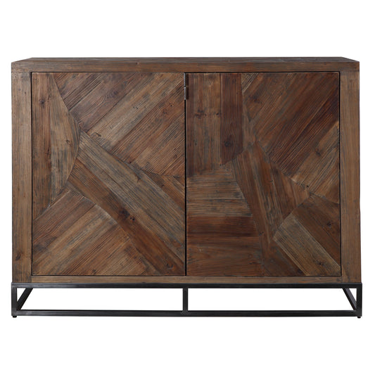 Evros - Reclaimed Wood 2 Door Cabinet - Dark Brown